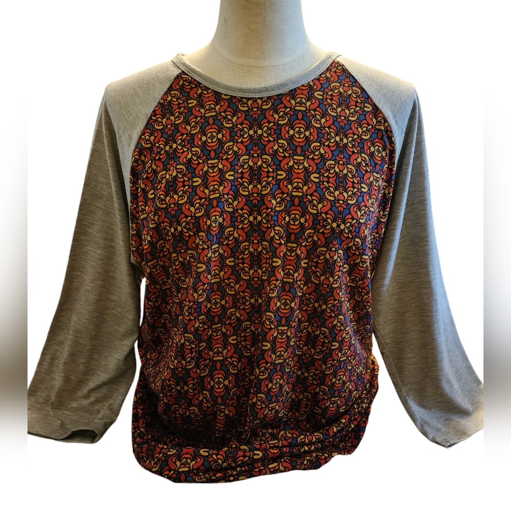 Lularoe, XL, Gray, Blue, orange, red, tan print